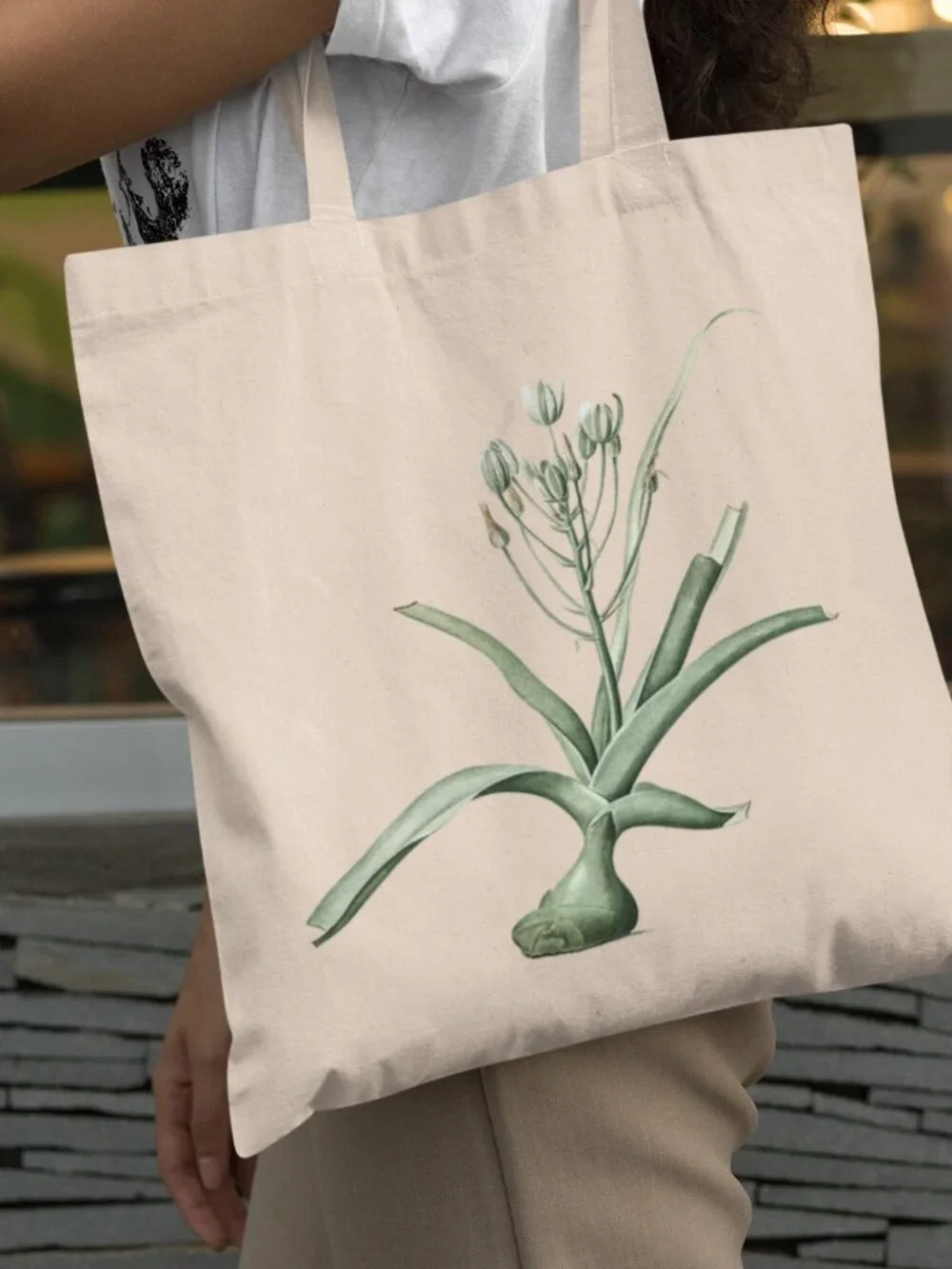 Giant Himalayan Lily Vintage Floral Print Graphic Canvas Tote Bag